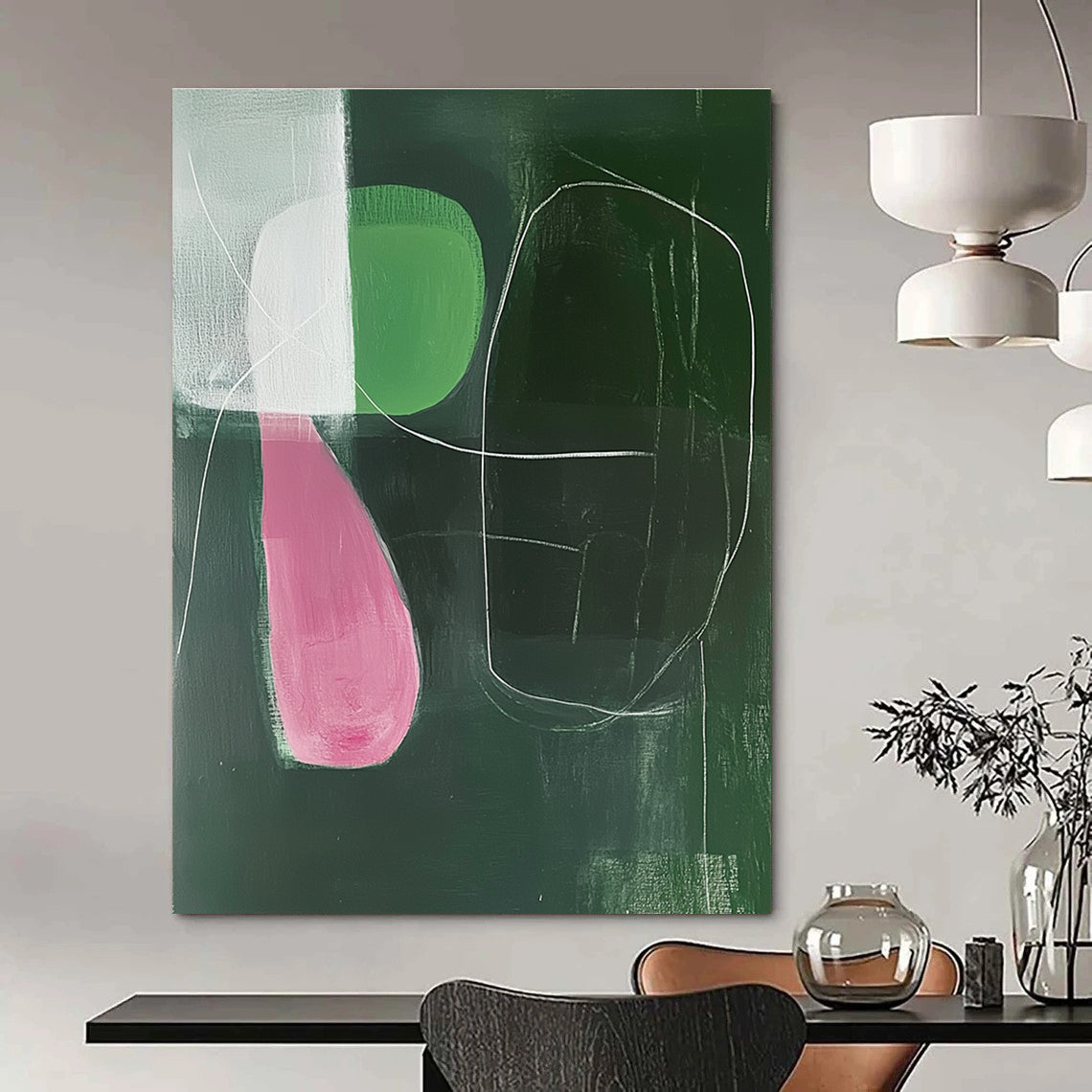 Another Abstract Green and Pink Composition for Fashion Design Studio & Art - Centric Retail Store STSC1298