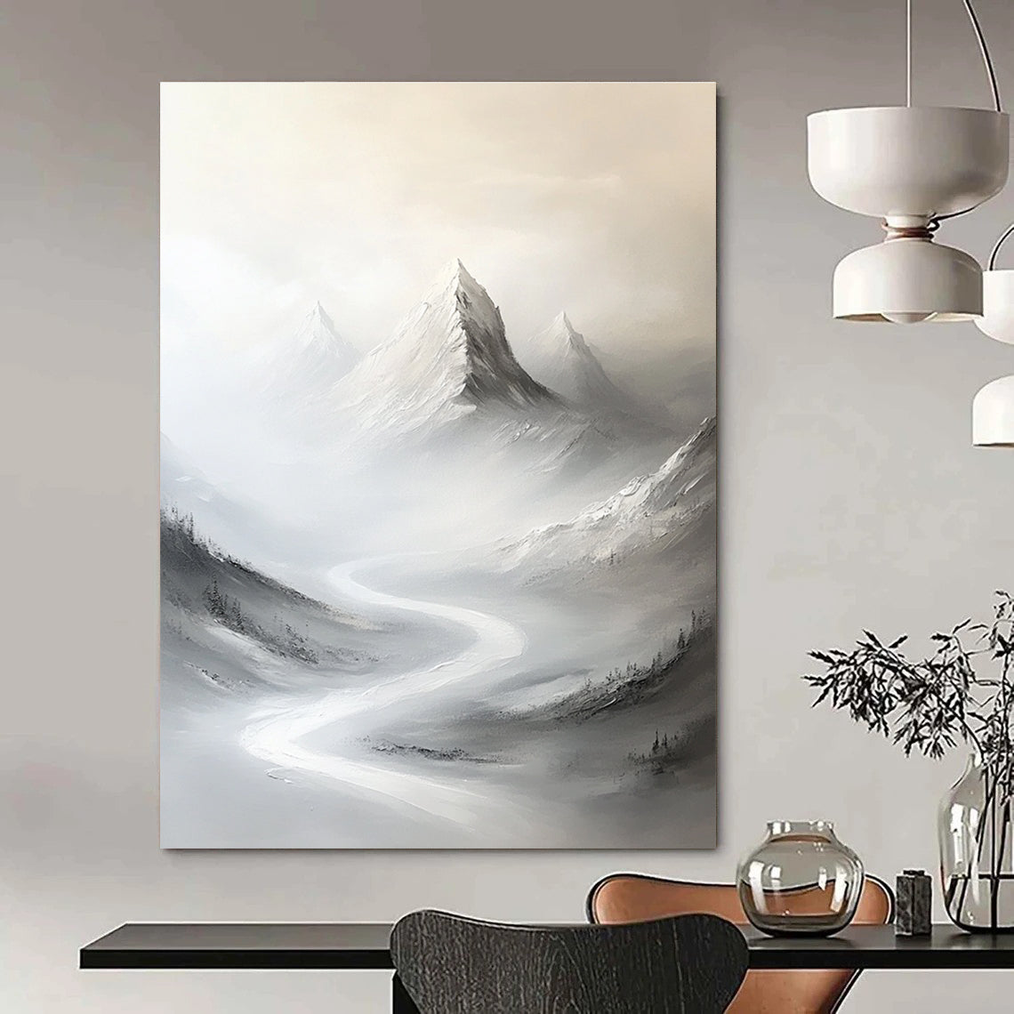 Misty Mountain Landscape Serene Landscape Art for Zen - Inspired Home & Nature - Lover’s Study STSC1492