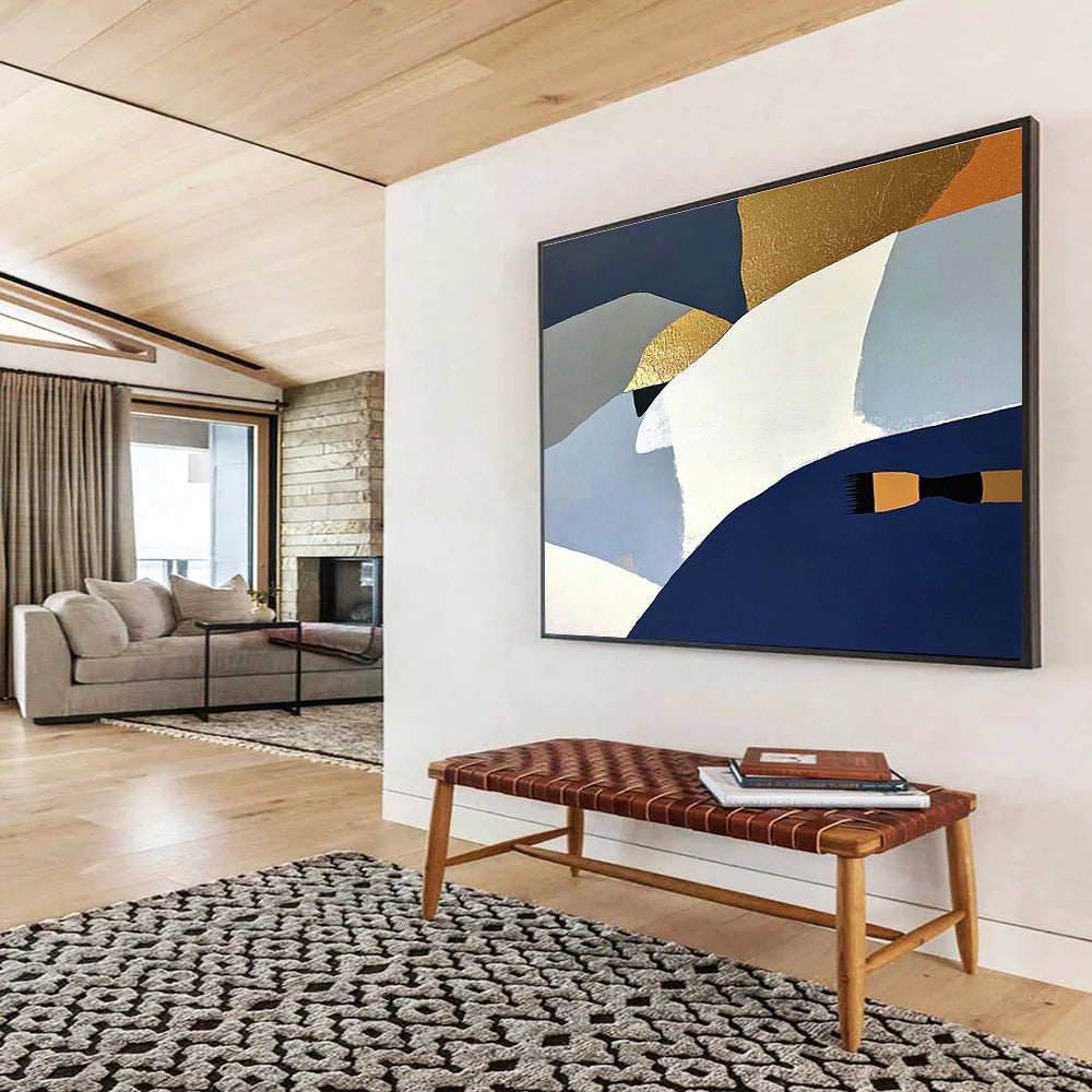 Abstract Geometric with Brush Art for Contemporary Art Studio & Modern Home Decor SC444