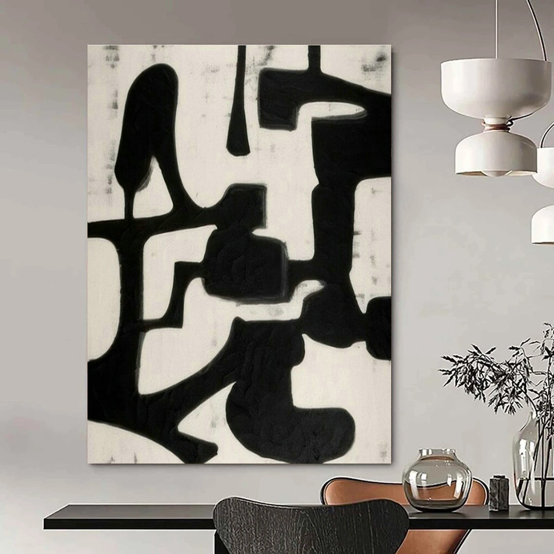 Black - White Abstract Art for Minimalist Gallery & Monochrome Office DLZ1933