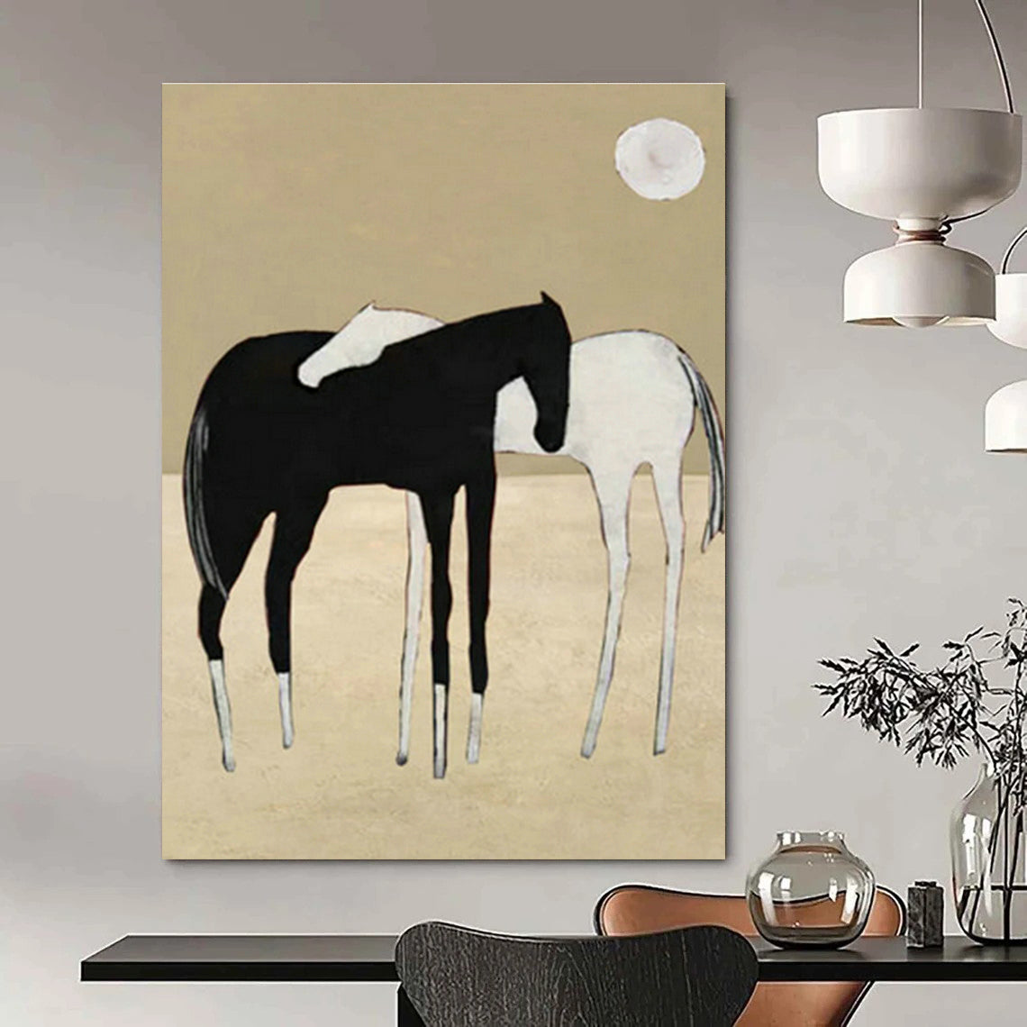 Minimalist Horse Art for Scandinavian Living Room & Equestrian - Inspired Studio DLZ1417