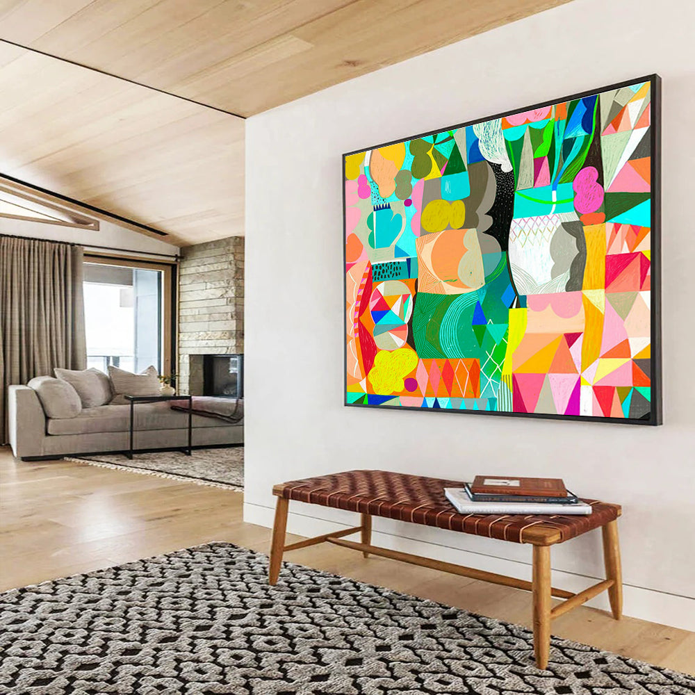 Colorful Geometric Abstract Art for Modern Living Rooms DLZ2449