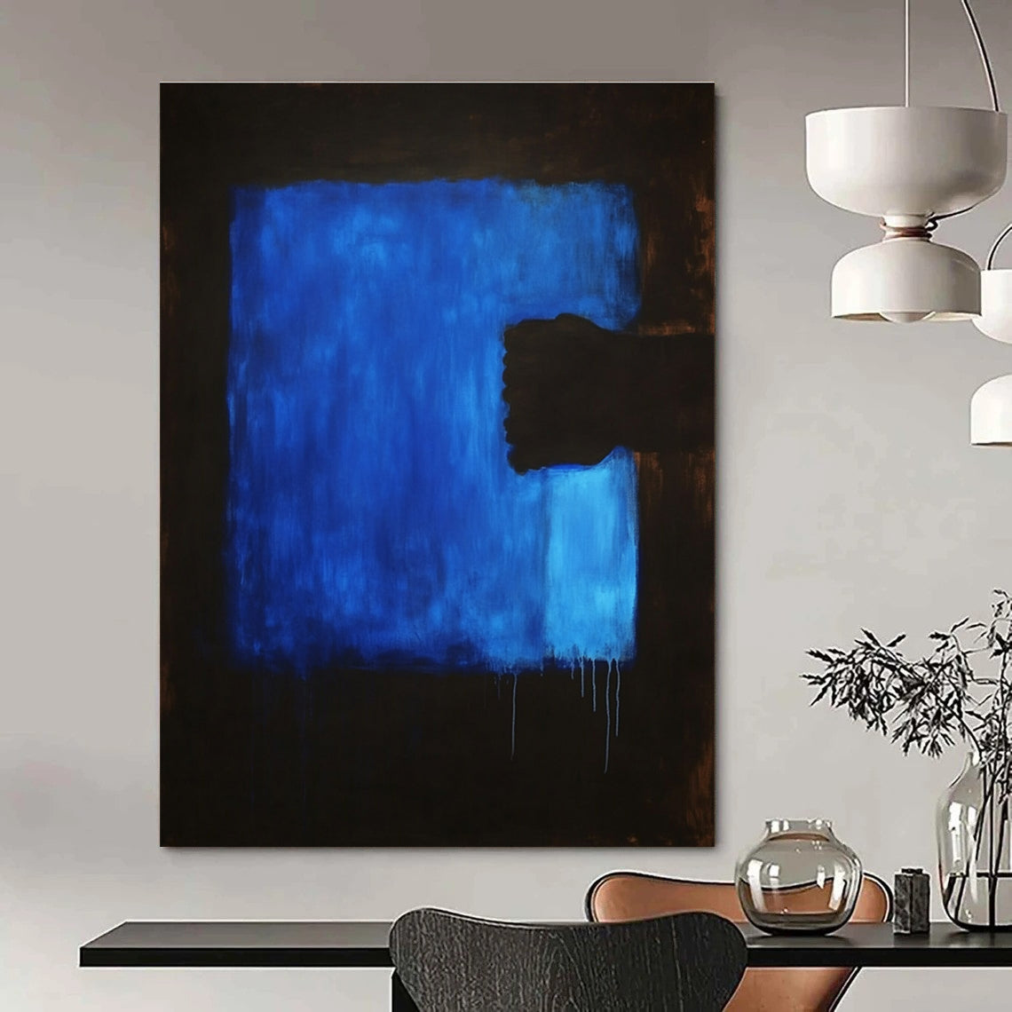 Blue and Black Abstract Form Art for Modern Art Gallery & Industrial - Style Lounge STSC1313