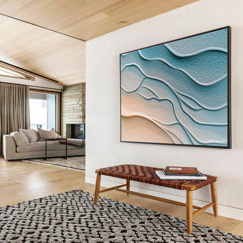 Blue - Gray Sand Waves Art for Coastal Home & Spa Retreat SC452