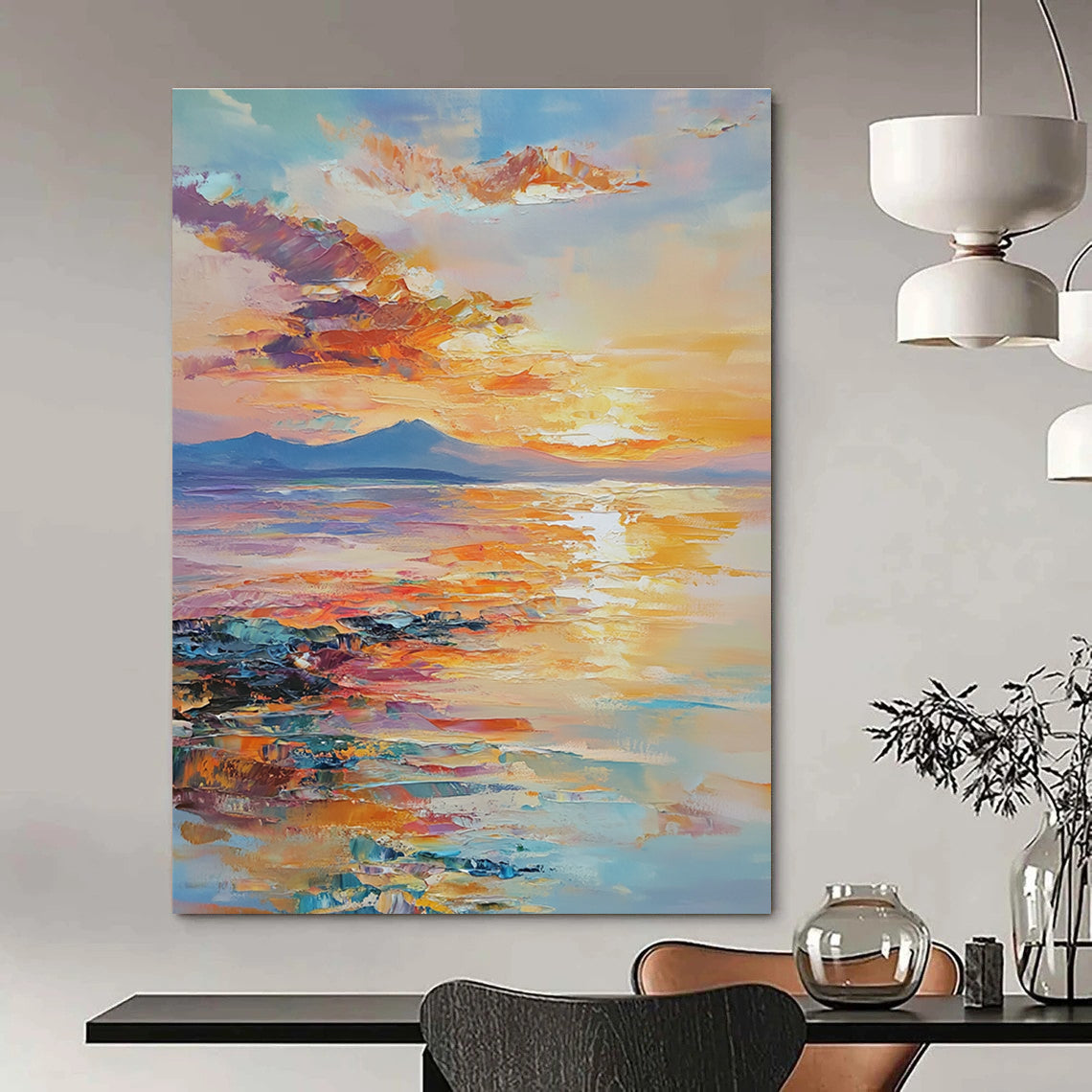 Colorful Sunset Landscape for Coastal Vacation Home & Art Gallery Exhibition STSC865