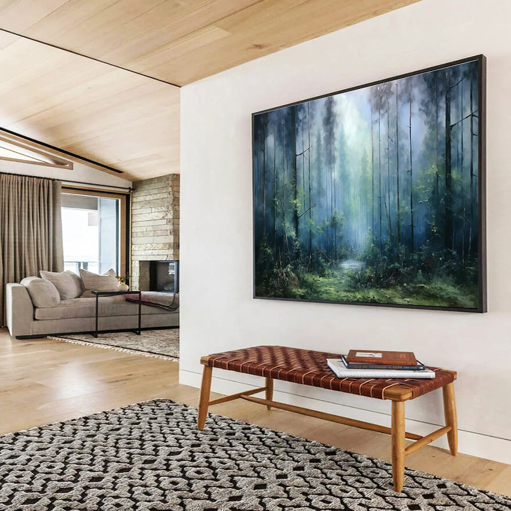 Misty Forest Landscape Art for Nature - Lover’s Cabin Bedroom Walls DLZ3253