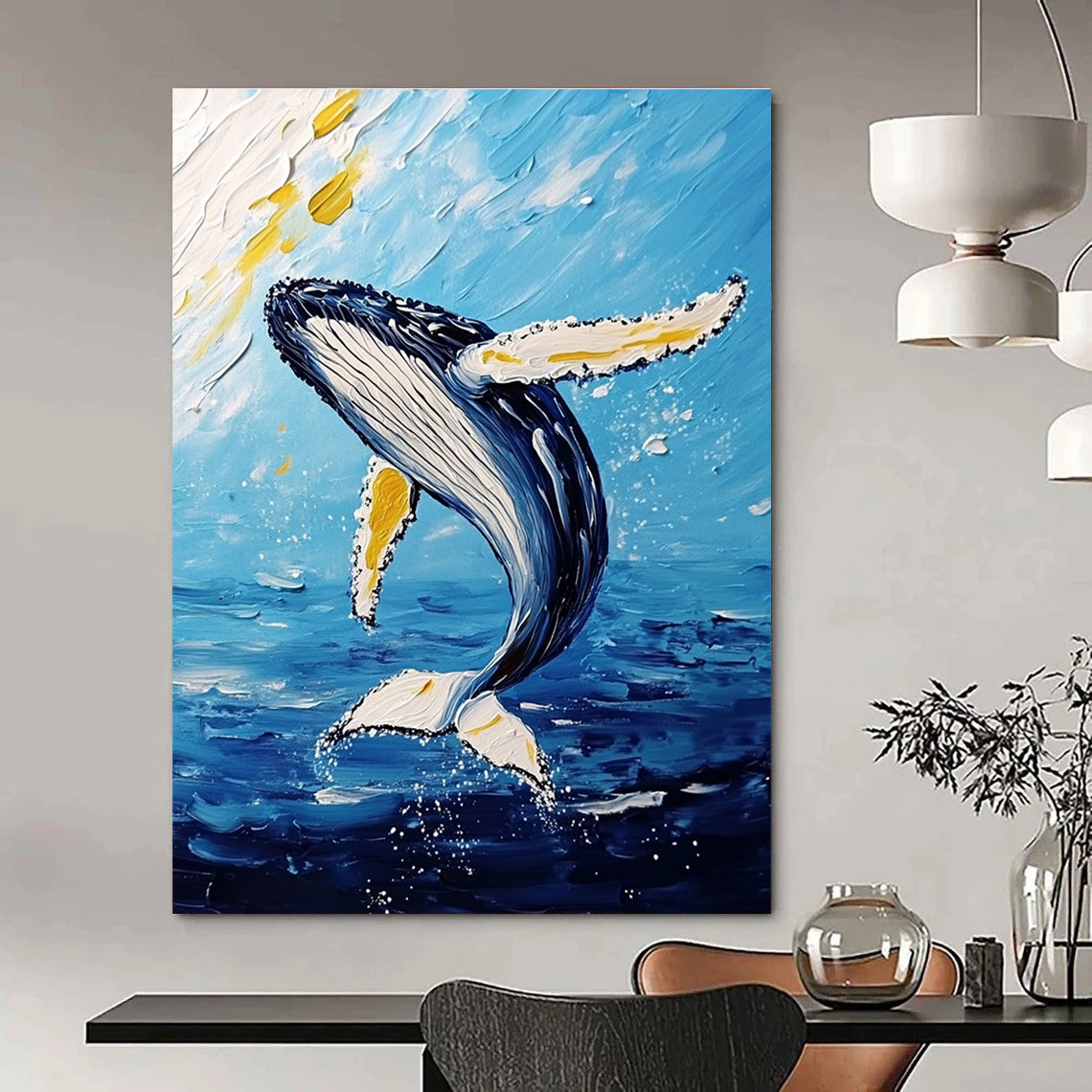 Whale Leap for Coastal Living Room & Nautical - Themed Café STSC1231