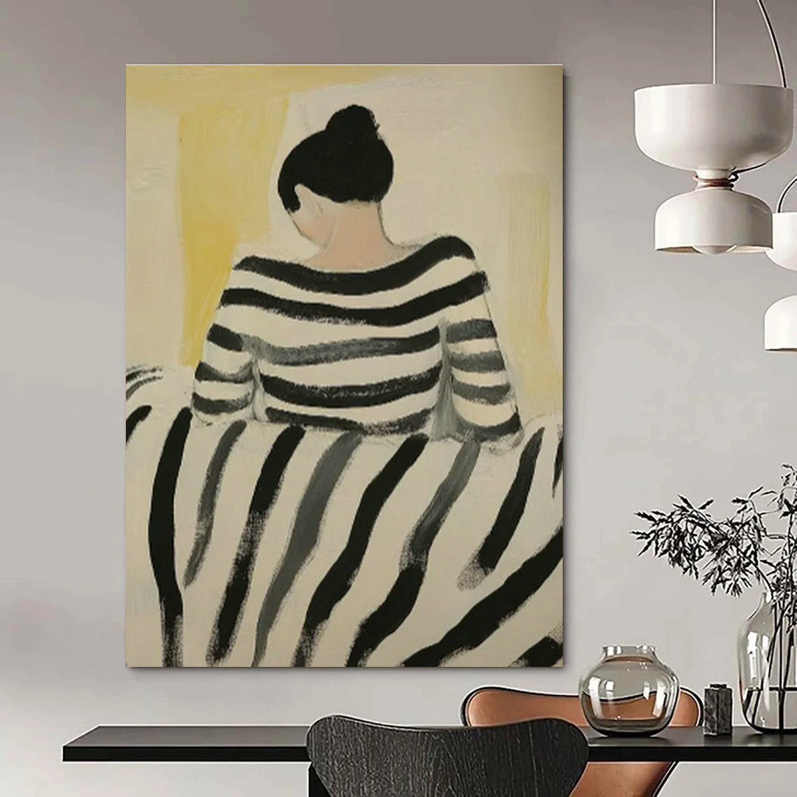 Back View of Striped - Top Figure Art for Coastal Cottage & Nautical - Themed Office DLZ0693
