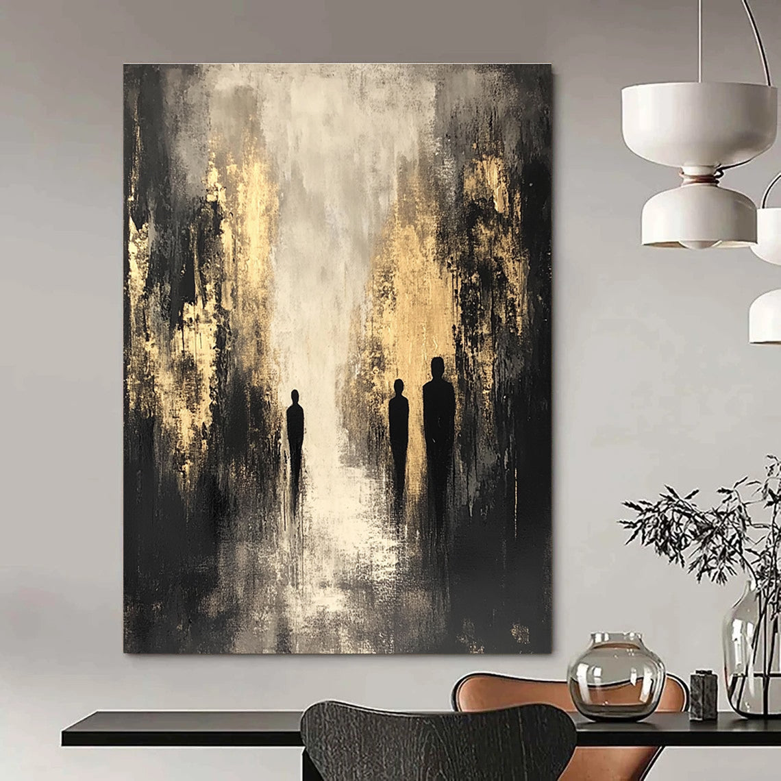 Silhouettes in Gold and Grey for Luxury Hotel Lobby & Sophisticated Home Office STSC371