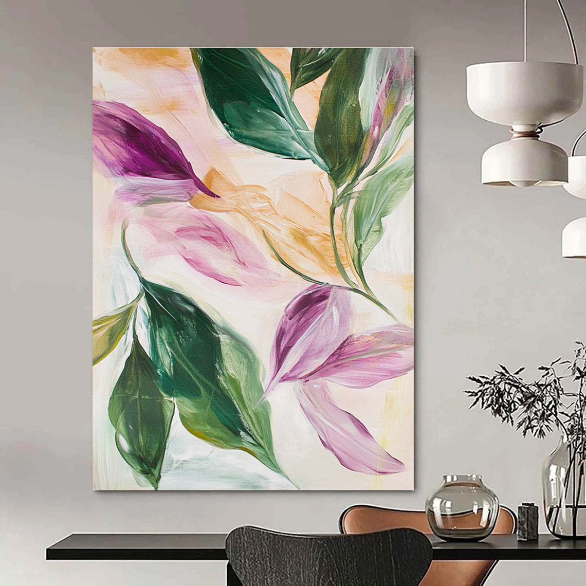 Floral Abstract Leaves for Feminine - Inspired Café & Botanical - Themed Home STSC595