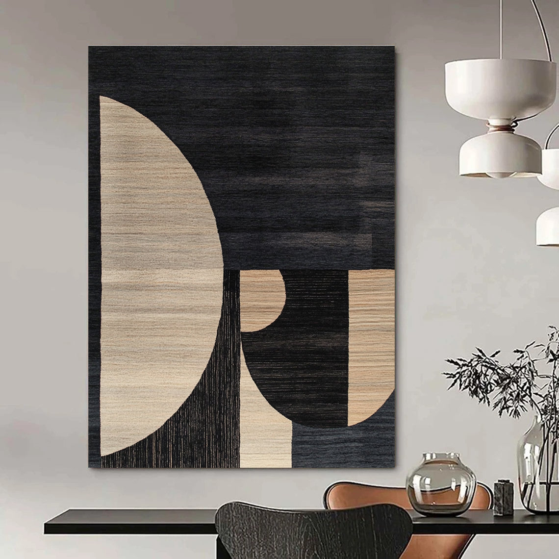 Geometric Black and Beige for Contemporary Art Space & Modern Minimalist Home STSC1169