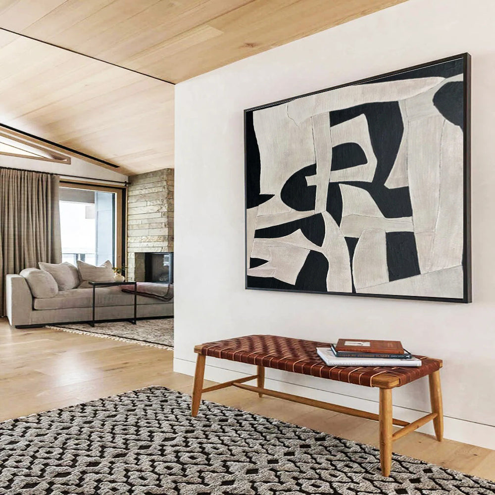 Black - White Geometric Abstract Art for Modern Office Receptions DLZ2475