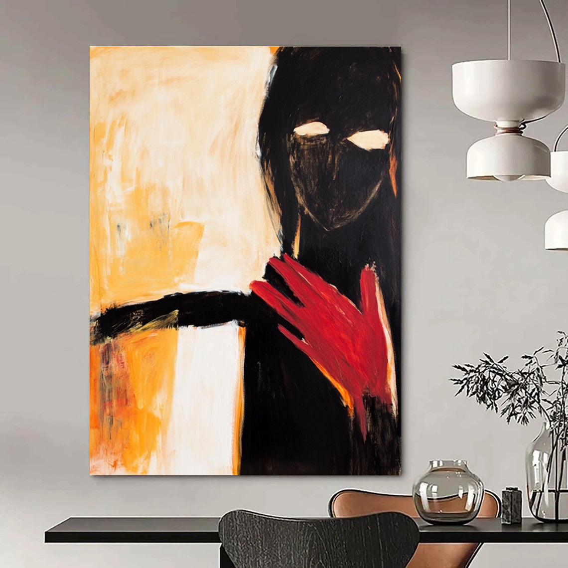 Abstract Figure with Red Hand for Modern Art Gallery & Eclectic Living Room STSC640