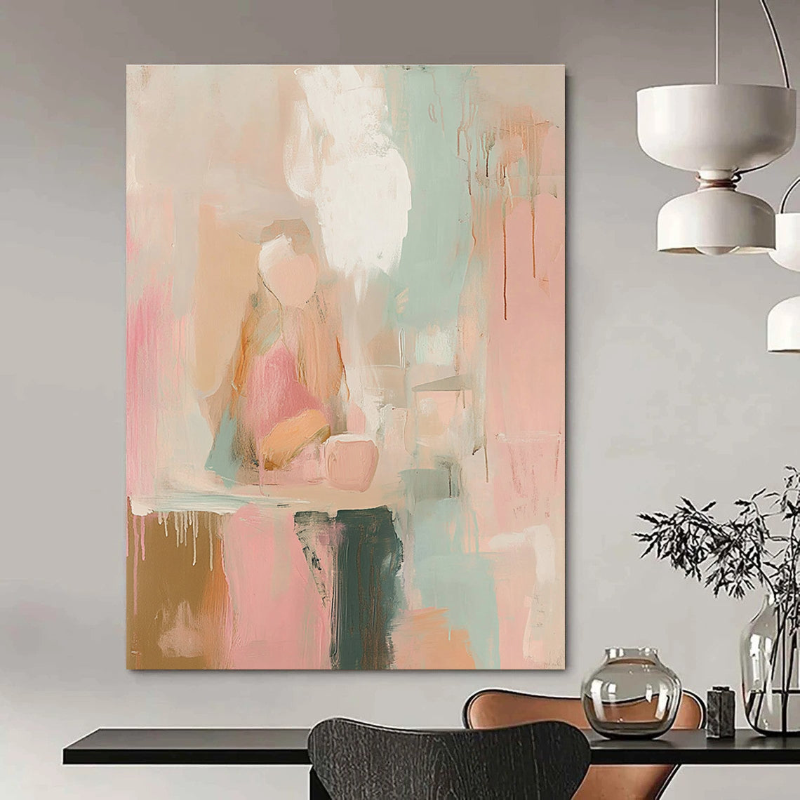 Soft Pastel Still Life Abstract for Feminine - Inspired Bedroom & Cozy Tea Room STSC805