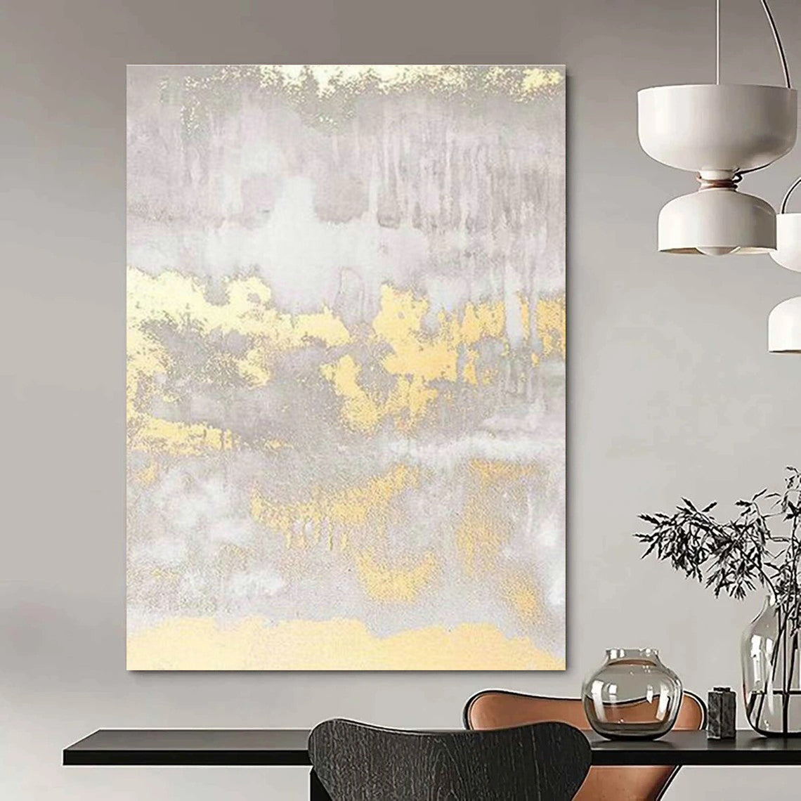 Gold - Gray Abstract for Sophisticated Hotel Lobby & Luxury Rooftop Bar DLZ0958