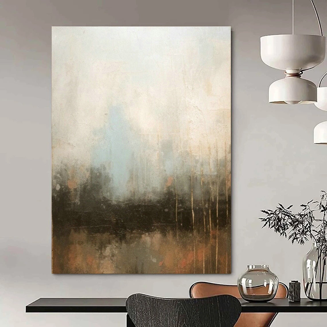Gray - Blue Hazy Abstract Art for Minimalist Bedroom & Calm Wellness Center DLZ0745