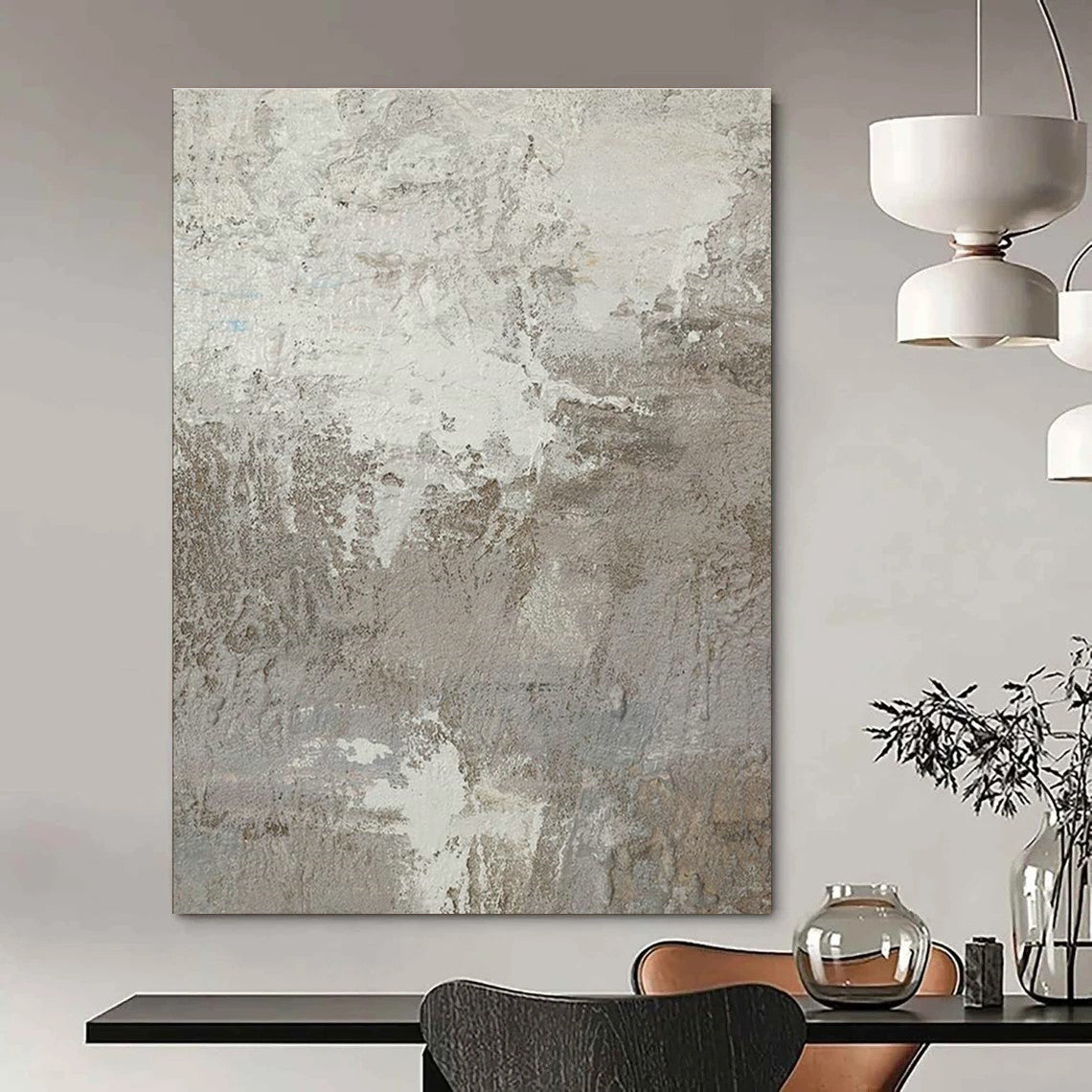 Gray Textured Abstract Art for Industrial Loft & Modern Art Gallery DLZ2200