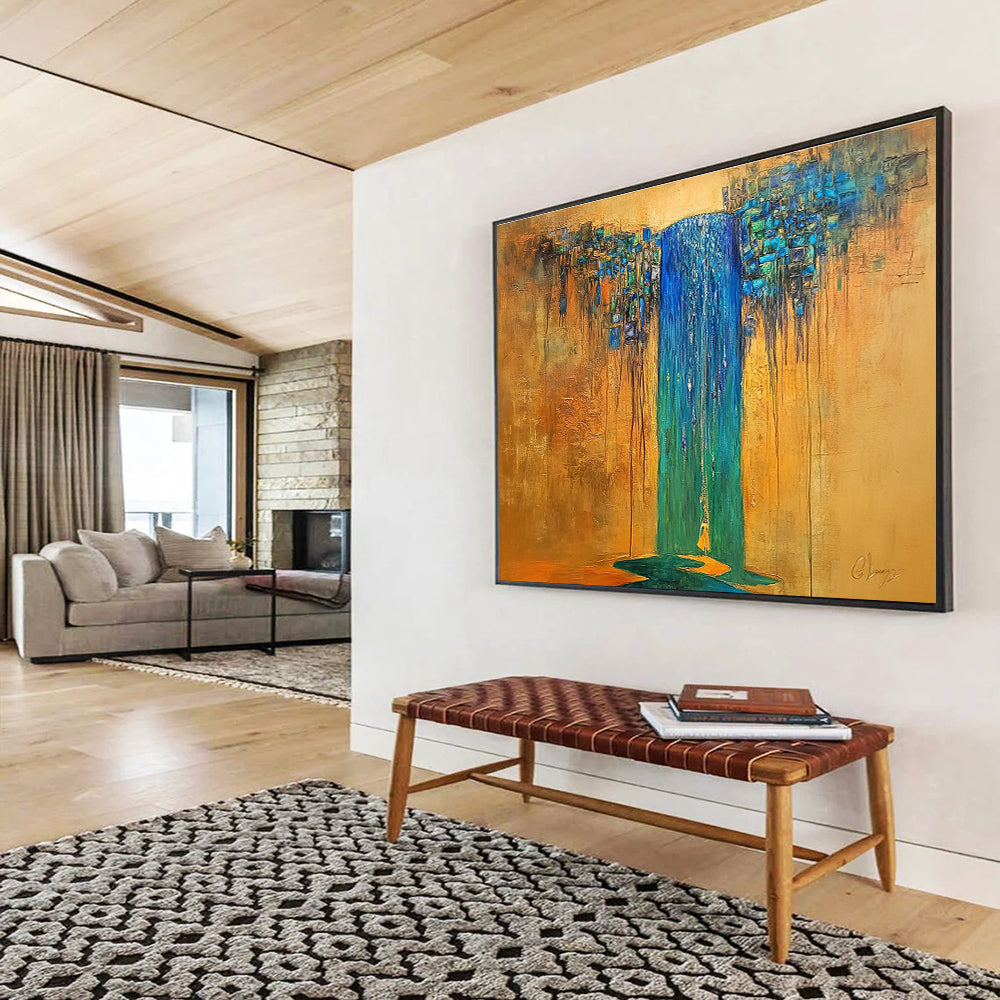 Fantasy Waterfall Abstract Art for Bohemian Bedroom & Spiritual Meditation Space SC334