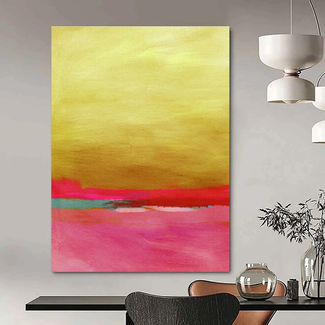 Gold - Pink Abstract Art for Art Gallery & Creative Studio DLZ0676