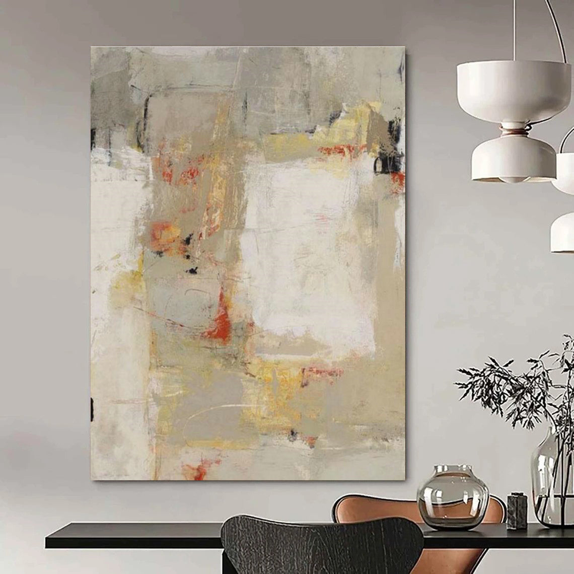 Neutral Abstract Composition Art for Minimalist Office & Modern Art Gallery DLZ2150