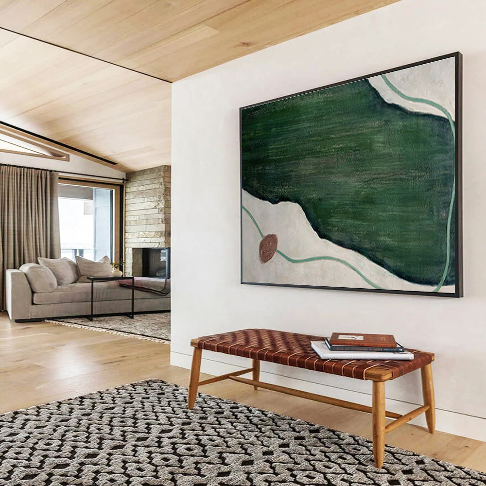 Green - White Geometric Abstract for Modern Wellness Center DLZ2994
