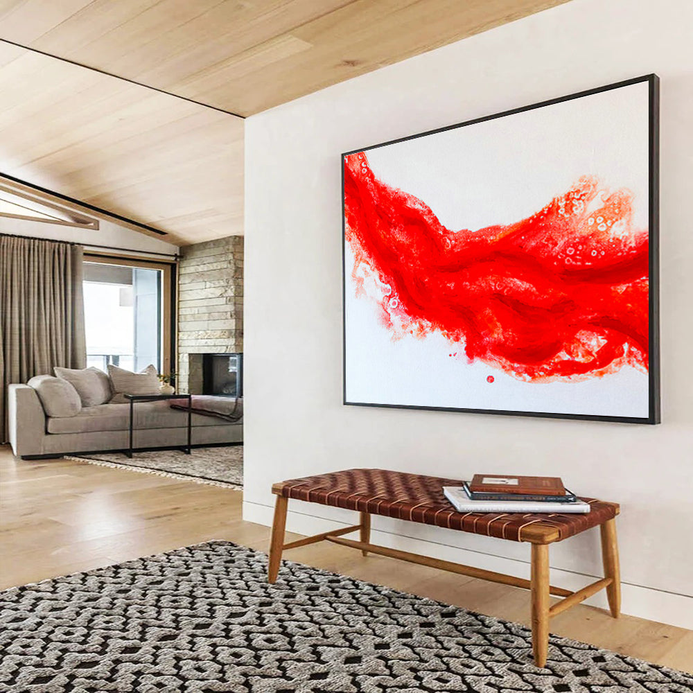 Red Flowing Abstract for Bold Restaurant Entrance DLZ2952