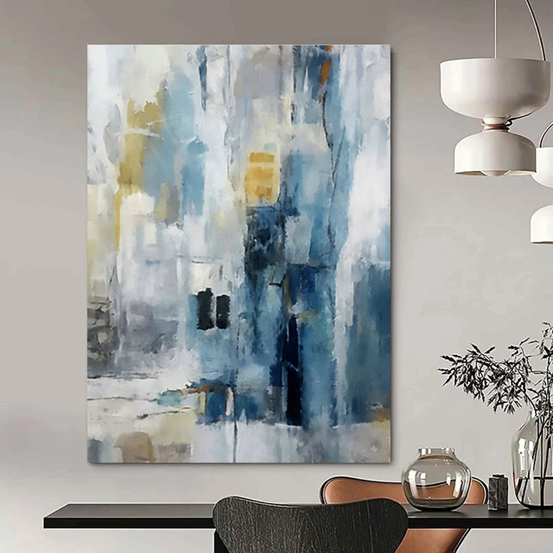 Blue - Gray Architectural Abstract Art for City Hotel & Architect’s Office DLZ0678