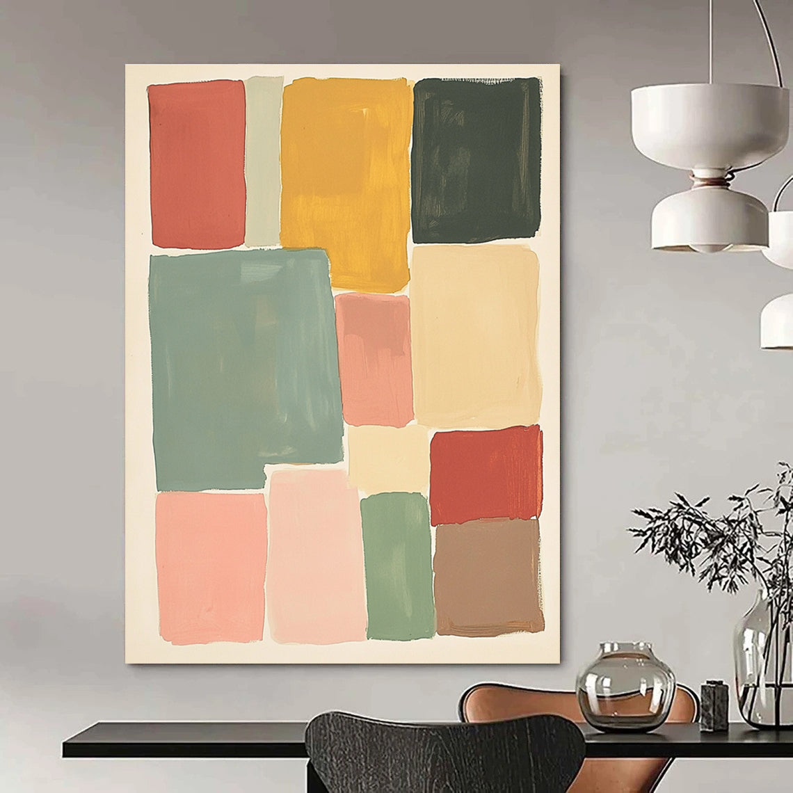 Geometric Color Block Art for Mid - Century Modern Home & Art - Lovers’ Office STSC1361