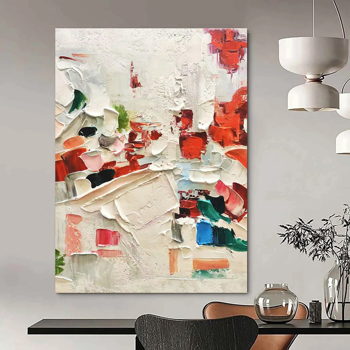 Colorful Thick - Paint Abstract Art for Bohemian Café & Creative Studio DLZ1051