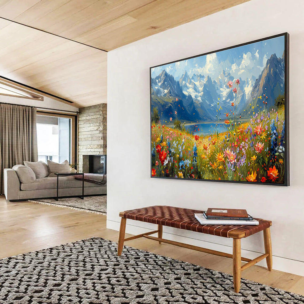 Flower - Filled Landscape Oil Painting for Garden - Inspired Living Spaces DLZ2640