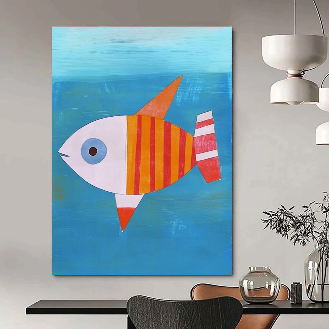 Colorful Striped Fish for Playful Children’s Bathroom & Coastal Home Nook STSC995