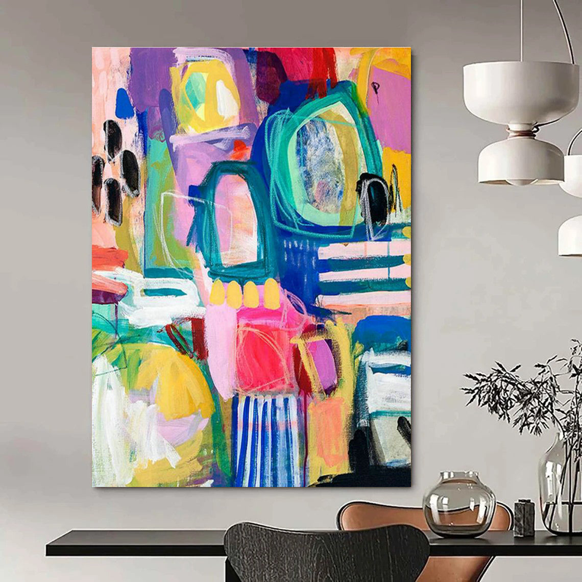 Colorful Geometric Art for Modern Coworking Space Break Areas DLZ0093