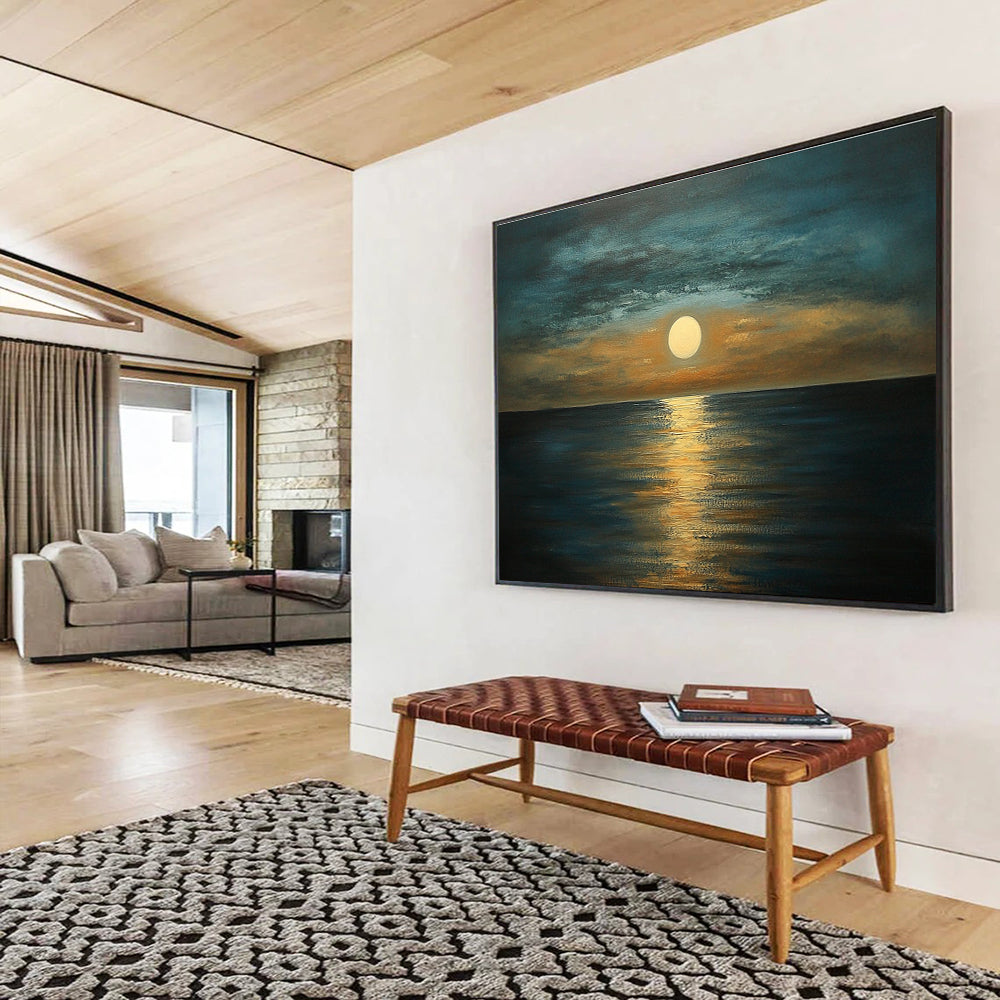 Moonlit Ocean Serenity Art for Beachfront Hotel Room & Romantic Dining Area SC413
