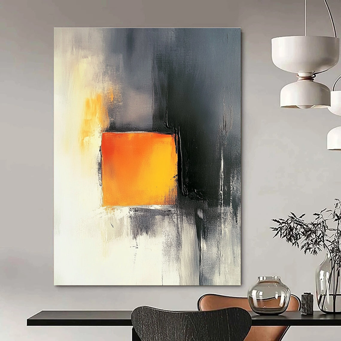 Grey and Orange Abstract for Industrial - Style Loft & Modern Office STSC1208