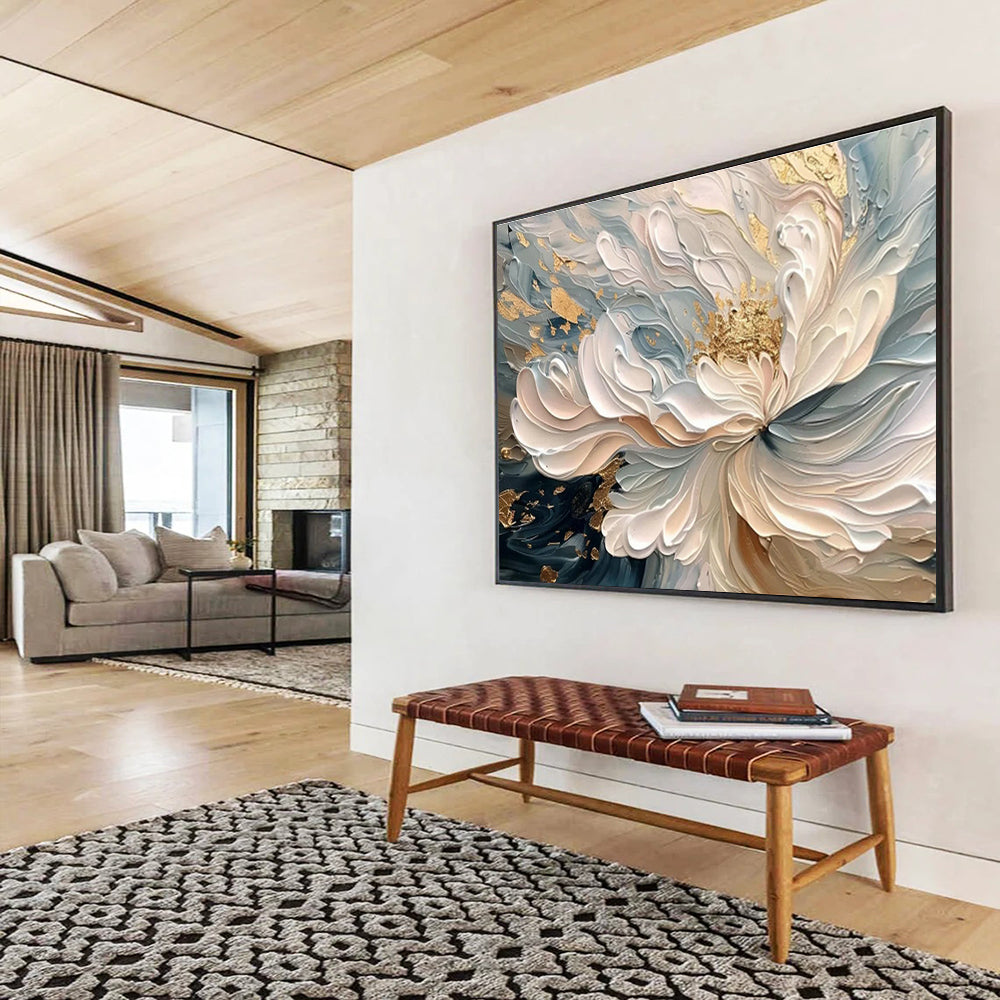 Gold - Dusted Floral Relief Art for Luxe Dining Room Elegance DLZ3066