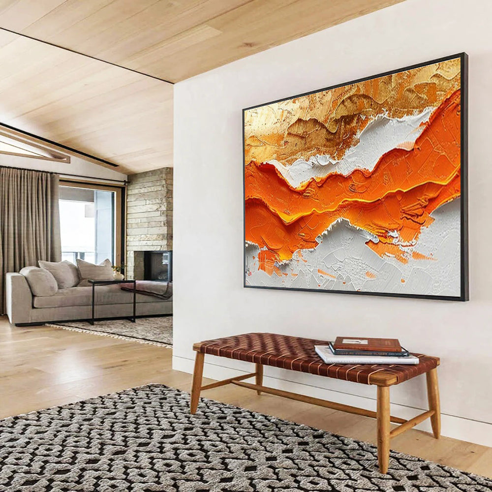 Orange Mountain Relief Art for Modern Dining Room DLZ2848