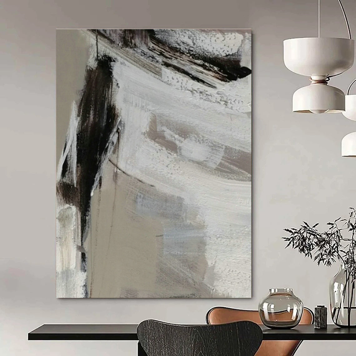Minimalist Grey Abstract Art for Modern Office & Neutral - Toned Bedroom DLZ1311