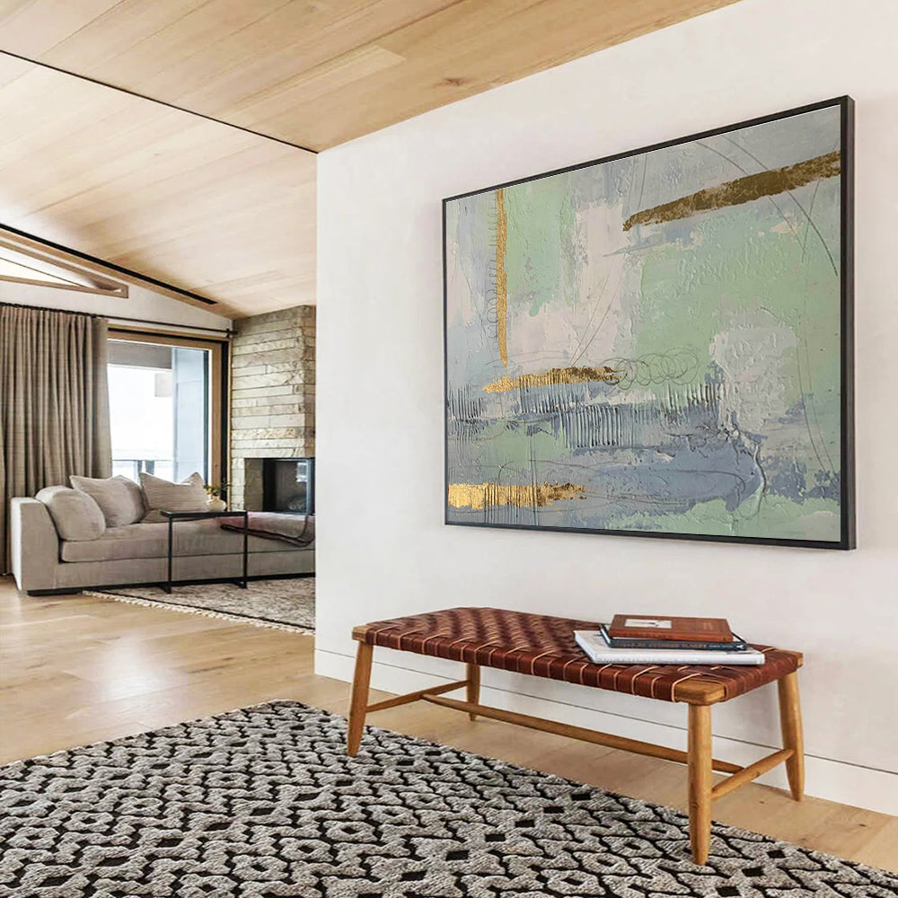 Gold - Foil Accent Abstract Art for Elegant Hotel Lobbies DLZ2563