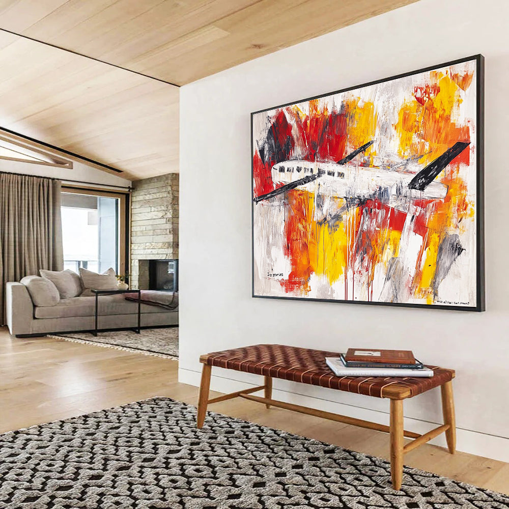 Abstract Plane Painting Art for Aviation - Themed Bar & Adventure - Lover’s Study SC333
