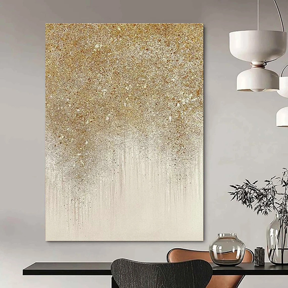 Gold - Silver Drip Art for Living Room & Bedroom DLZ0437