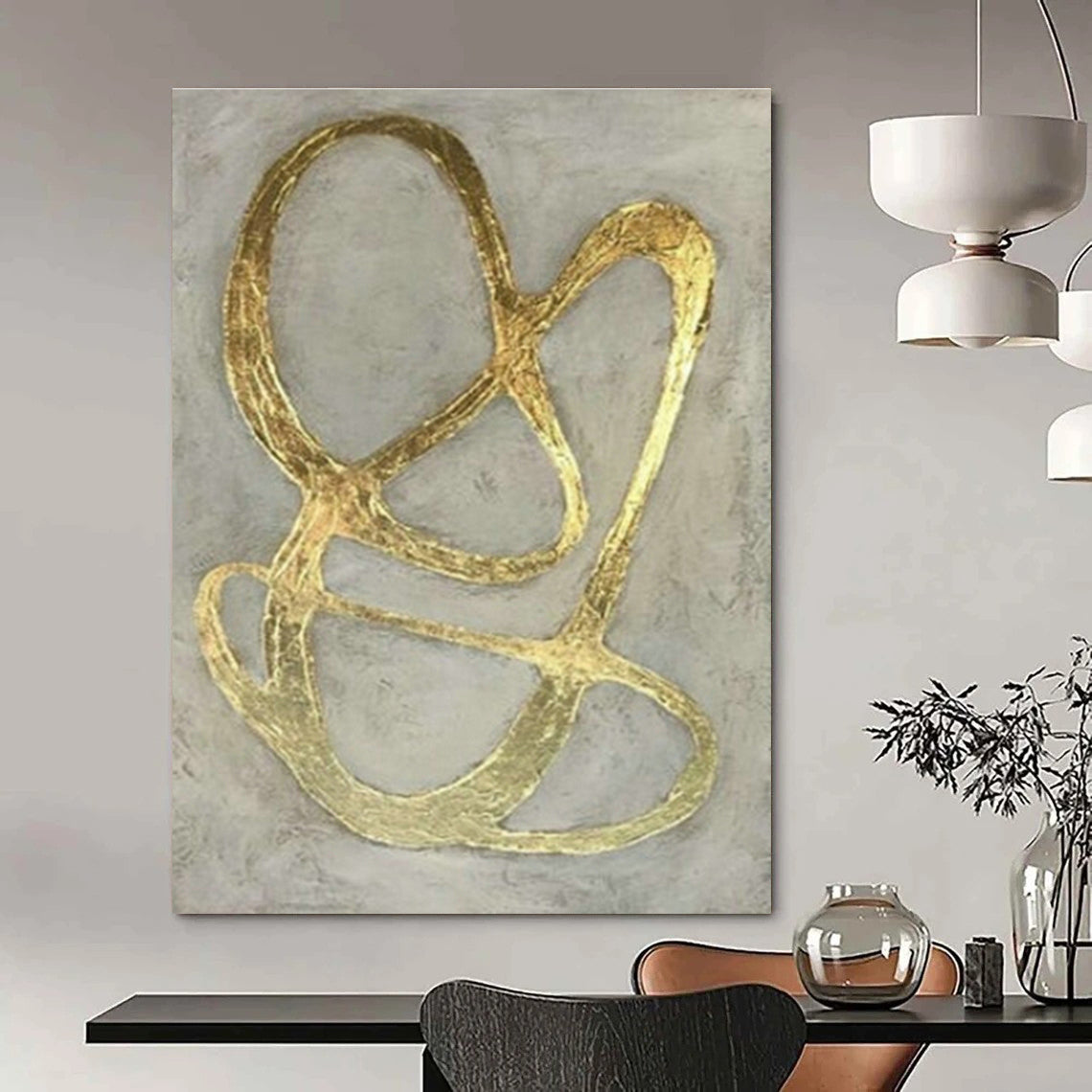 Modern Black - White Abstract Art for Hotel Lobby & Home Library DLZ2001