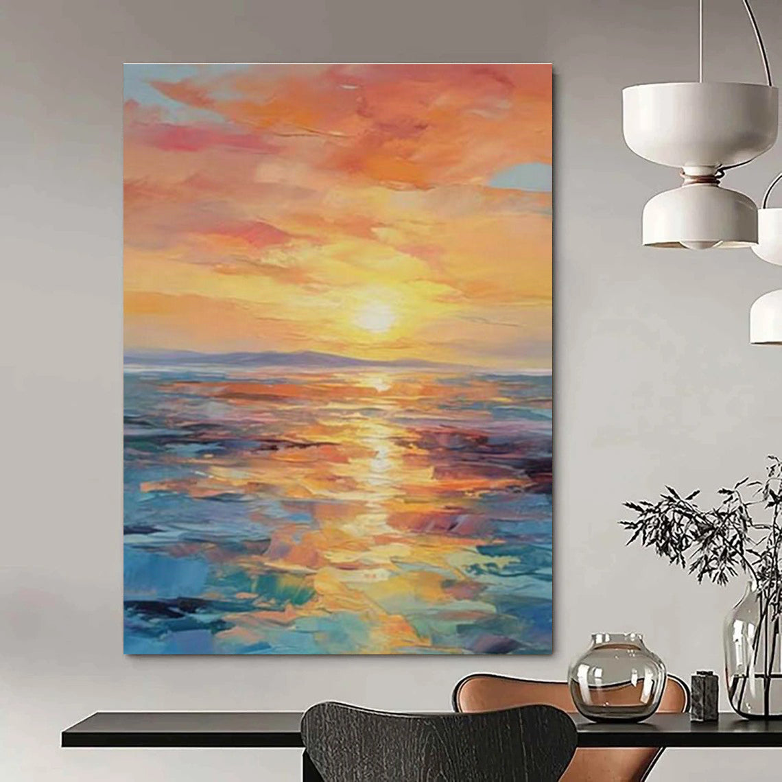 Seaview Sunset Painting for Living Room & Cottage DLZ0352