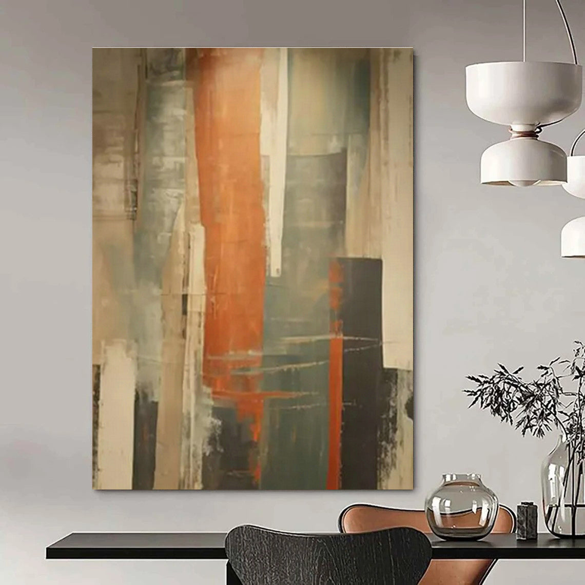 Orange - Gray Abstract Art for Modern Office Lounge & Urban Apartment DLZ1695