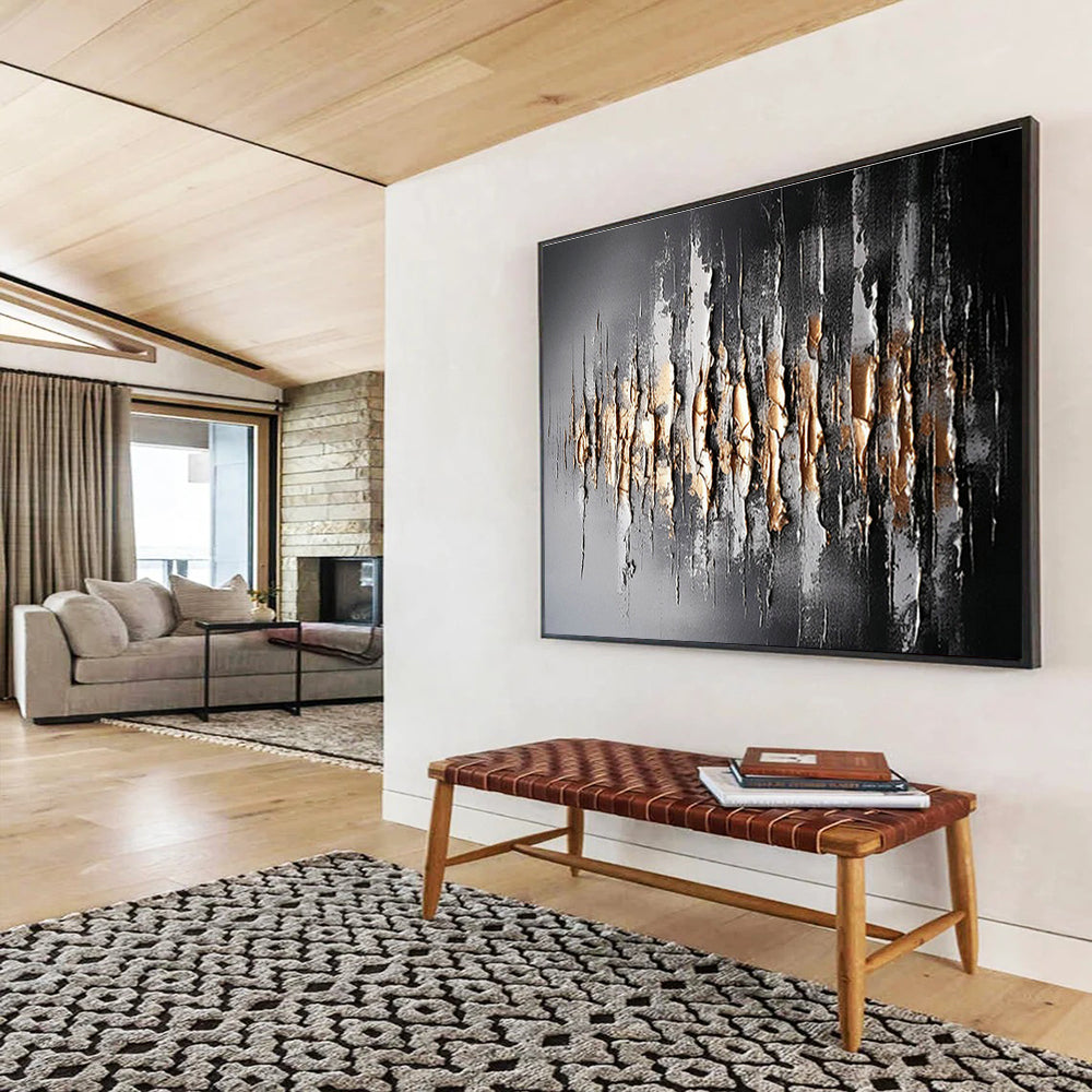 Black - Gold 3D Abstract Art for Luxurious Home Offices DLZ2425