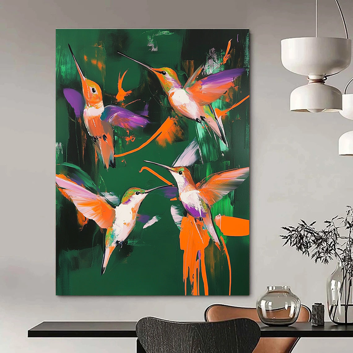 Colorful Hummingbirds for Tropical - Themed Café & Lively Home Sunroom STSC1014