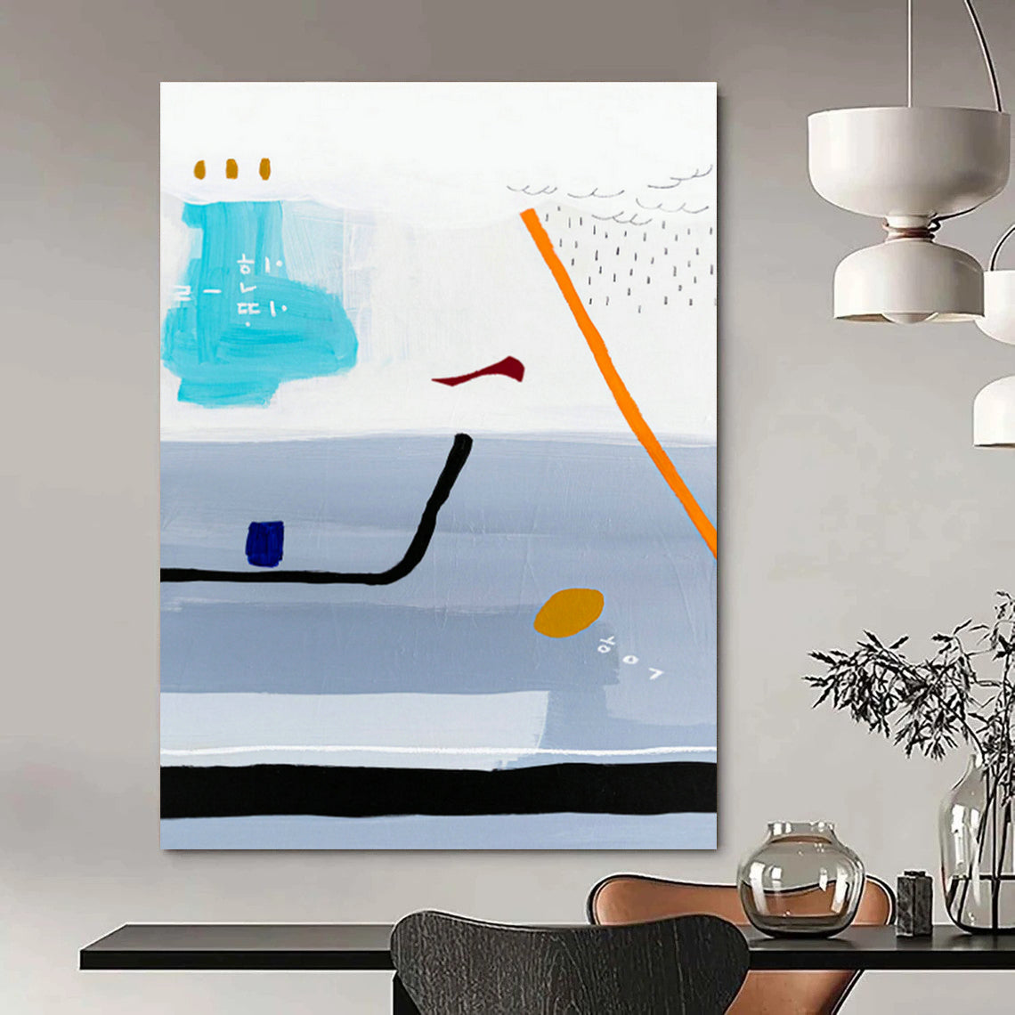 Light Blue Color Abstract Art for Coastal - Themed Restaurant & Home Balcony DLZ1105
