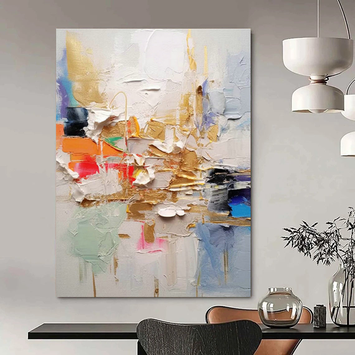 Colorful Thick - Paint Abstract Art for Creative Studio & Bohemian Restaurant DLZ1063