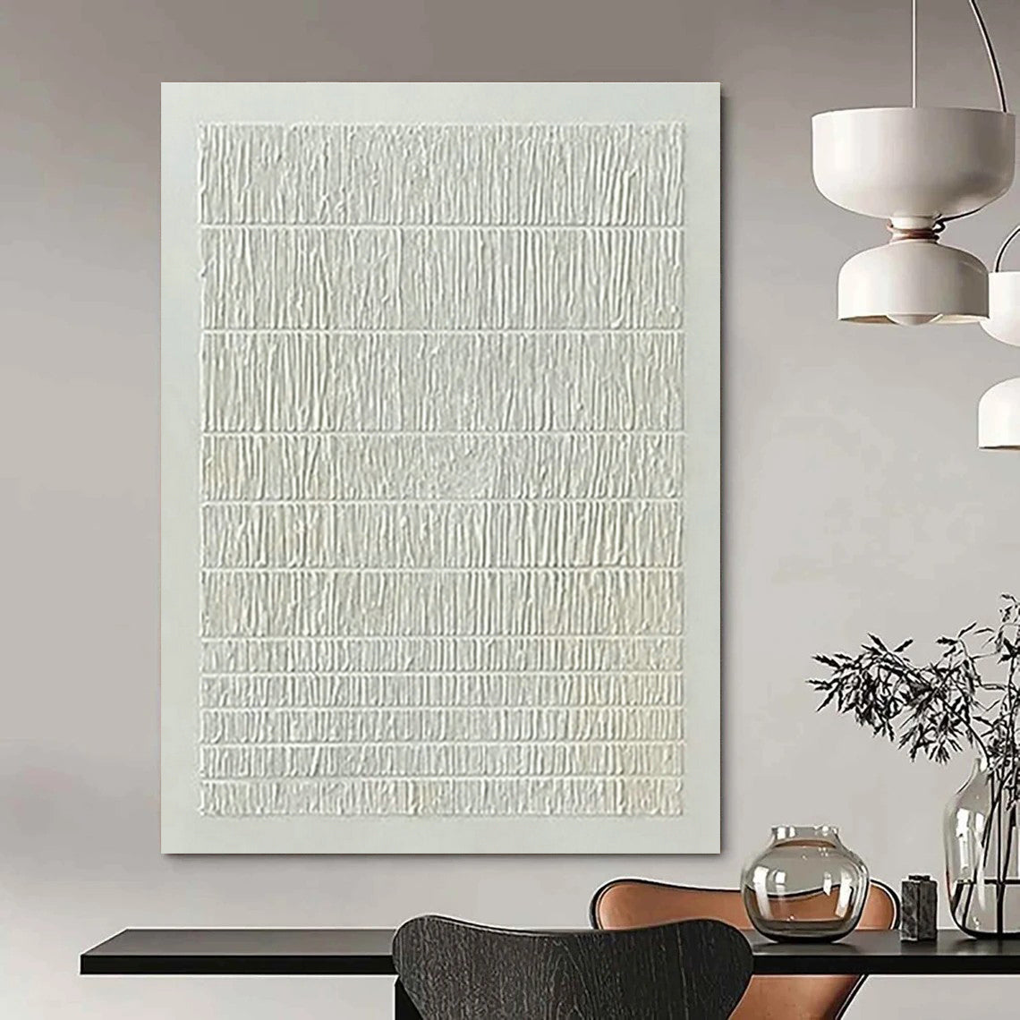 White Textured Abstract Art for Minimalist Gallery & Home Bedroom DLZ1136