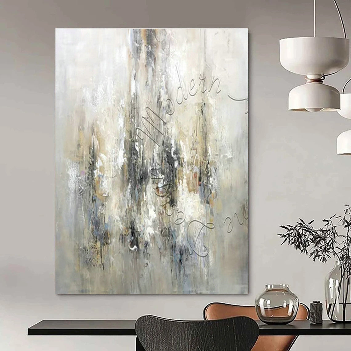 Gray - White Abstract Art for Industrial - Style Home & Contemporary Art Gallery DLZ1826