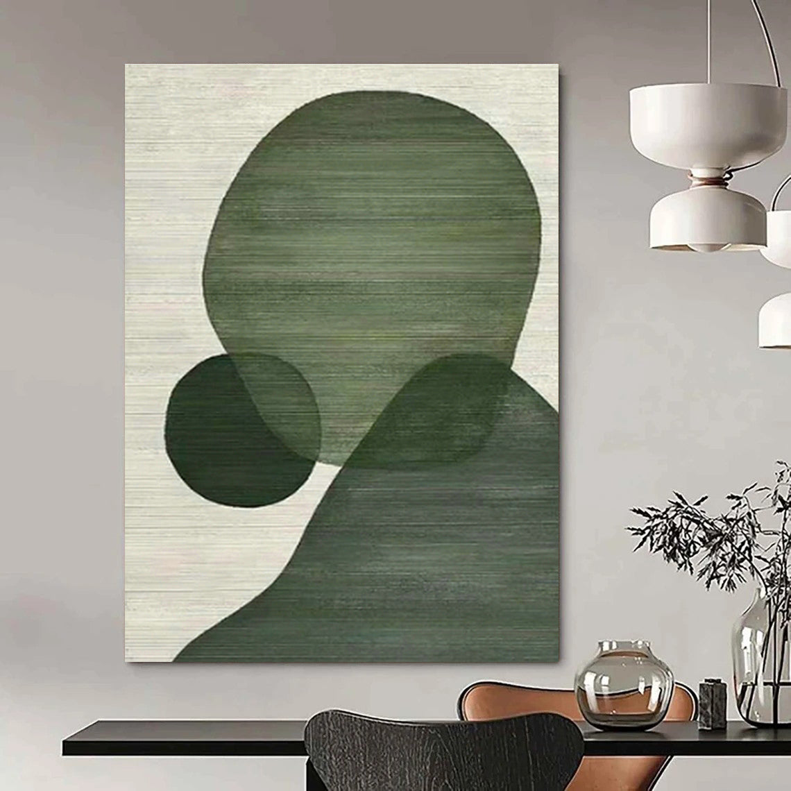 Minimalist Green Geometric Art for Scandinavian Living Room & Modern Art Studio DLZ1434